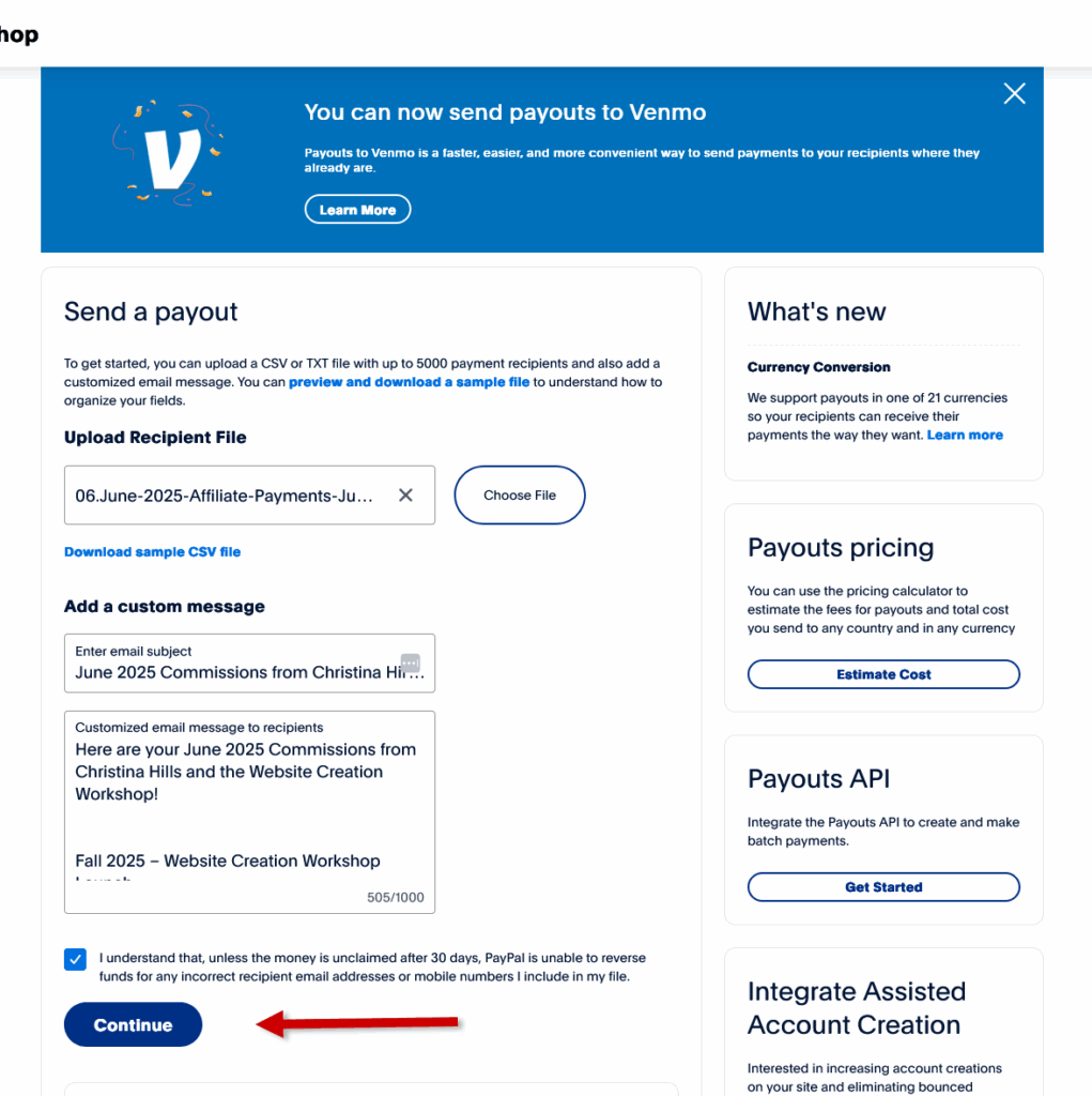 paypal masspay screen 3